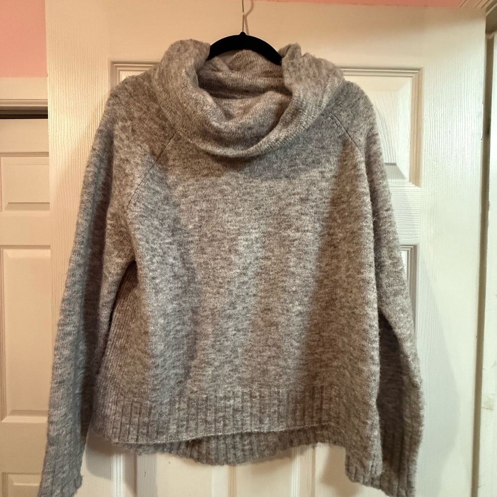 Anthropologie Gray Cozy Cowl-Neck Sweater